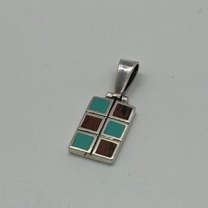 Turquoise and Tiger's Eye Sterling Pendant
